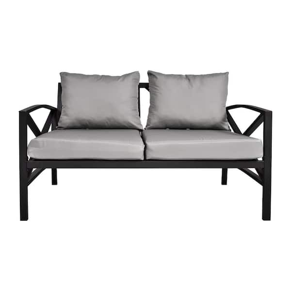 black metal outdoor loveseat