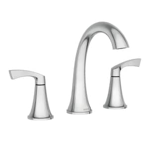 Korek 8 in. Widespread Double Handle High-Arc Bathroom Faucet with Valve in Chrome