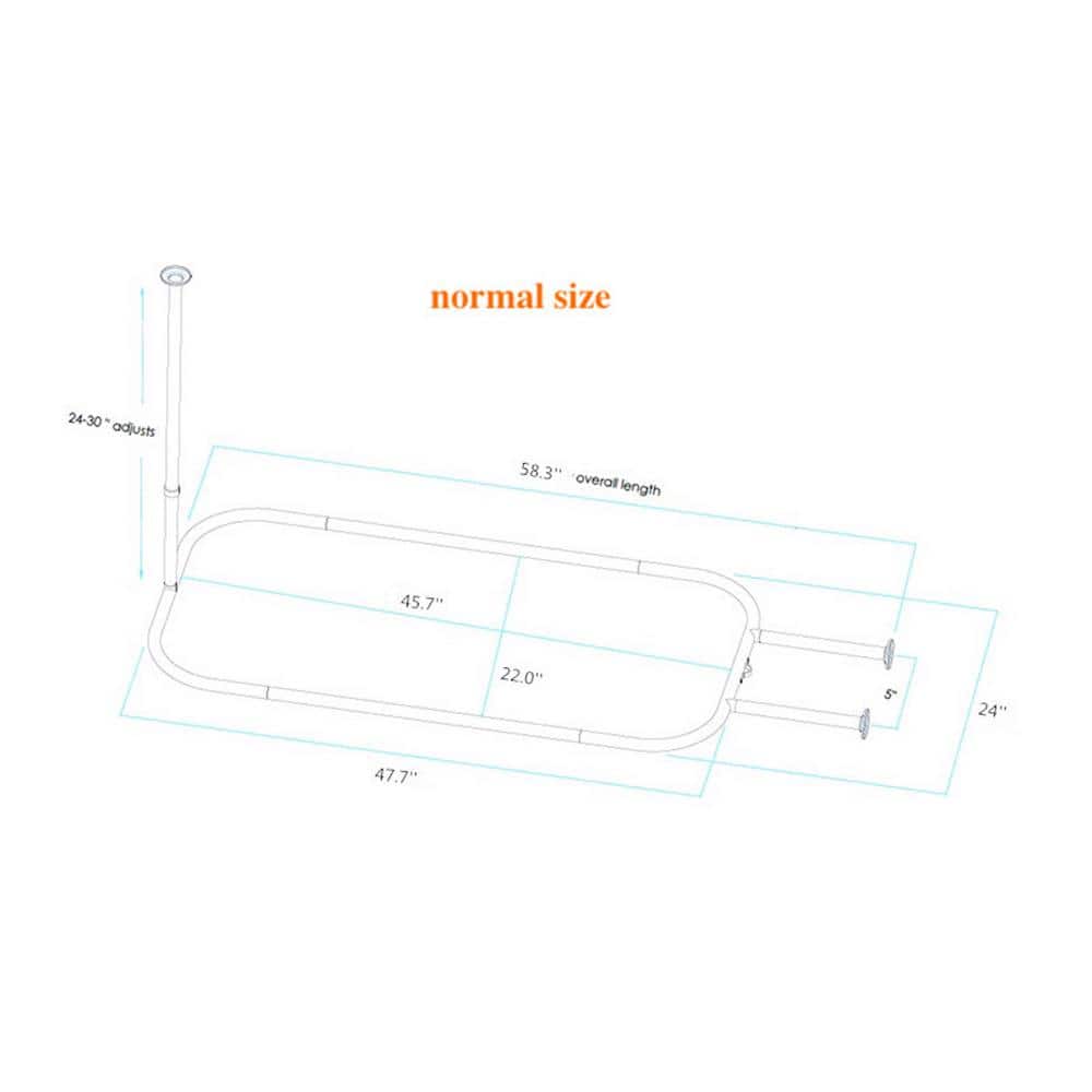 Gold Aluminum D-Shaped Ceiling Mounted Shower Rod