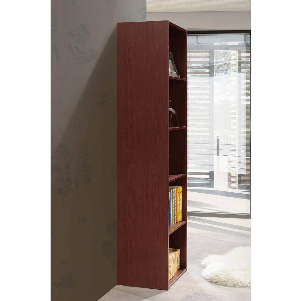 Kids' Playful Mahogany 5-Shelf Toy Organizer with Doors