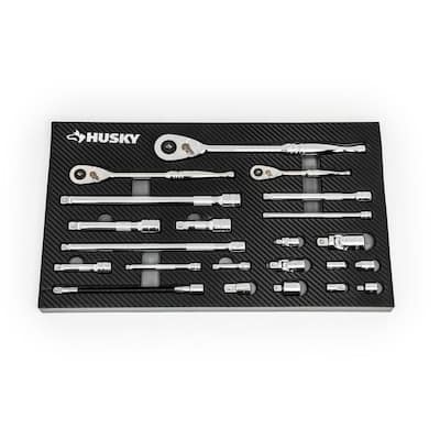 1/4 in., 3/8 in. and 1/2 in. 144-Position Ratchet and Accessory Set in EVA (22-Piece)