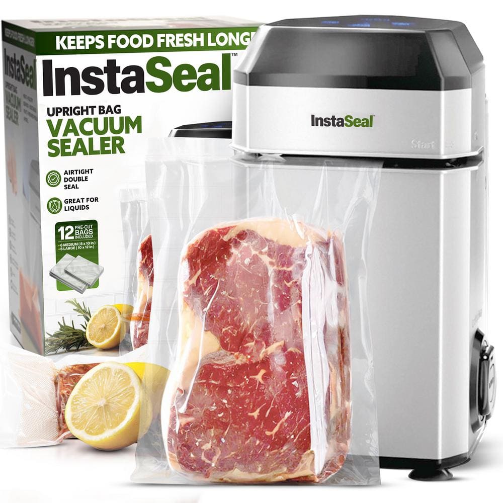 Silver Airtight Double Seal Compact Upright Bag Food Vacuum Sealer with 12 