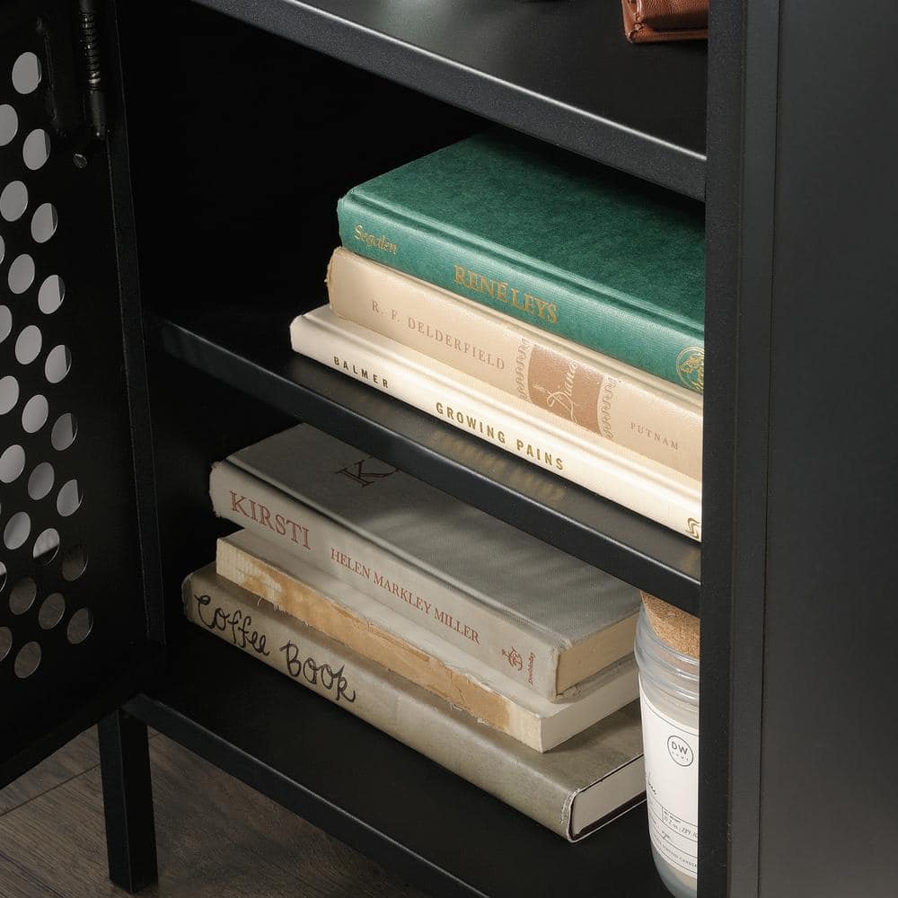 Boulevard Cafe Perforated Black Metal Nightstand
