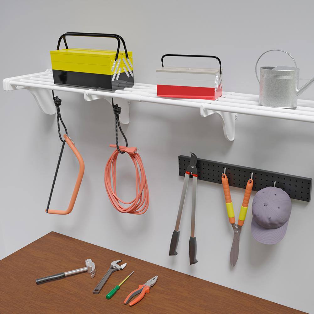 Modular Expandable 75" White Steel Garage Shelf with 250lb Capacity
