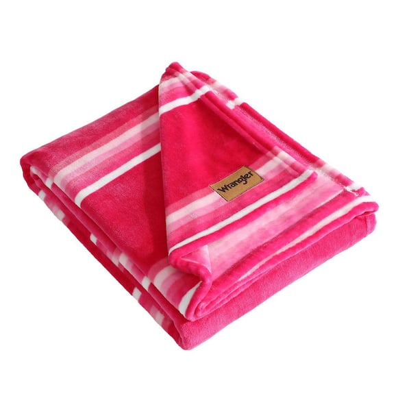 Saddle Stripe 50 x 60-Pink Plush Fleece Throw Blanket