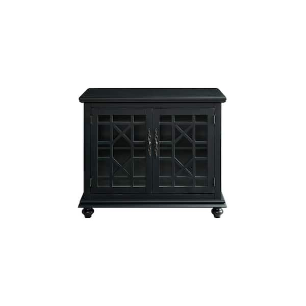 Martin Svensson Home Elegant Black Glass Tv Stand Fits Tvs Up To 42 In With Cable Management 91032 The Home Depot