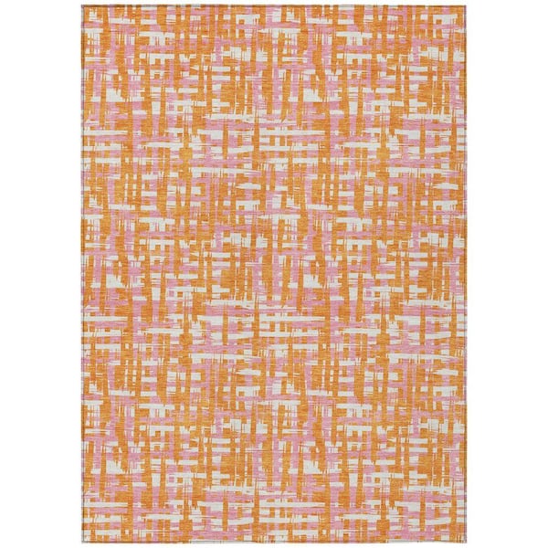 Chantille Machine Washable Indoor/Outdoor Abstract ACN1060 Orange 10 ft. x 14 ft. Area Rug