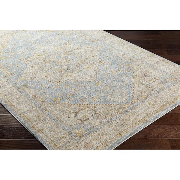 Avant Garde 3 ft. x 4 ft. Light Blue Border Indoor Area Rug