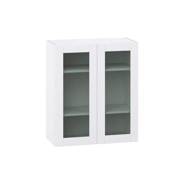 30 in. W x 14 in. D x 35 in. H Assembled Glass Door Wall Kitchen Cabinet in Bright White