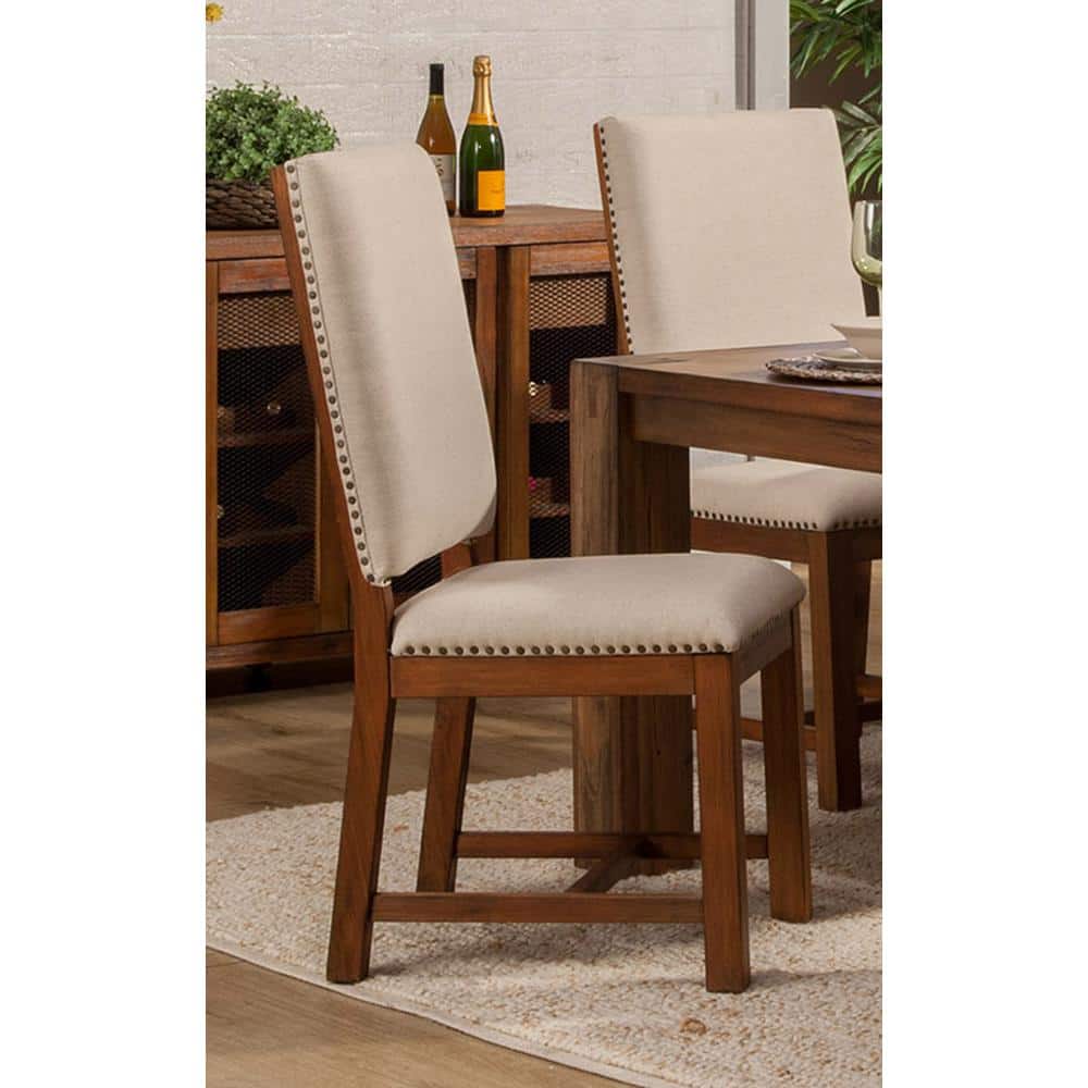 White Upholstered Mahogany Wood Transitional Side Chair