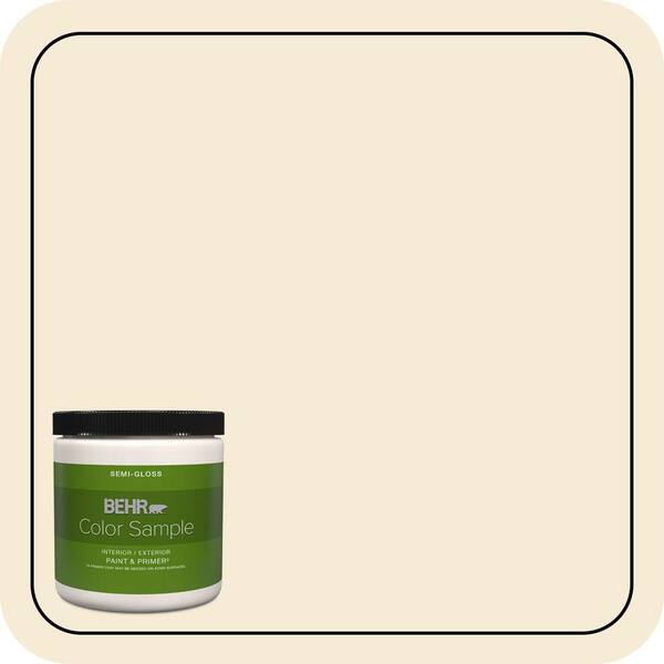 BEHR PREMIUM PLUS 8 oz. #ICC-10 Vanilla Cream Semi-Gloss Interior/Exterior Paint & Primer Color Sample