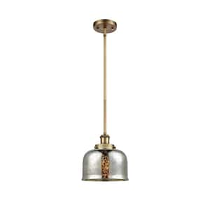 Bell 1-Light Brushed Brass Bowl Pendant Light with Silver Plated Mercury Glass Shade