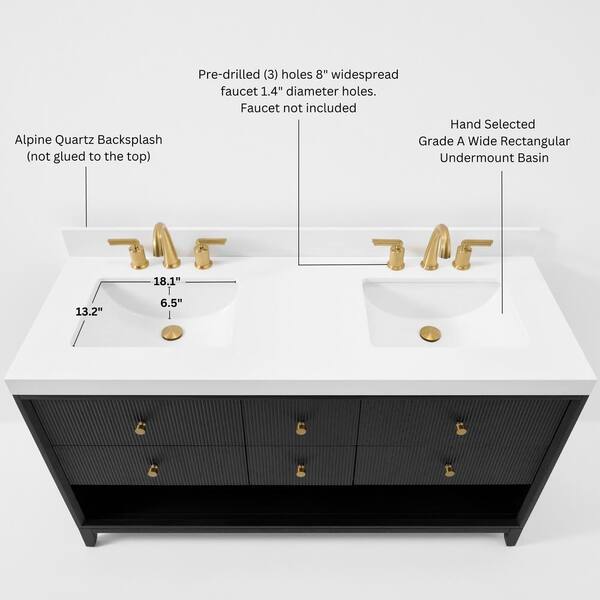 Ancerre Designs Momo 60 in. W Double Sink Bath Vanity in
