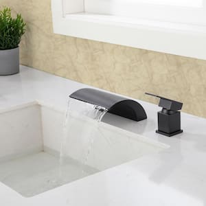 8 in. Widespread Single Handle Bathroom Faucet in Black(1-Pack)
