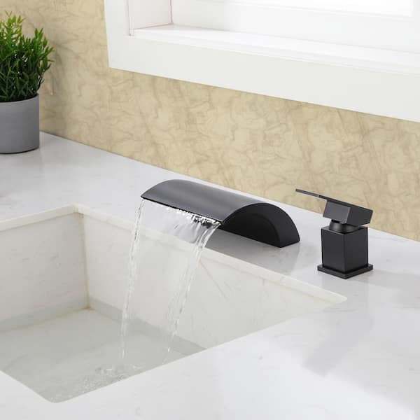 Nestfair 8 in. Widespread Single Handle Bathroom Faucet in Black(1-Pack)