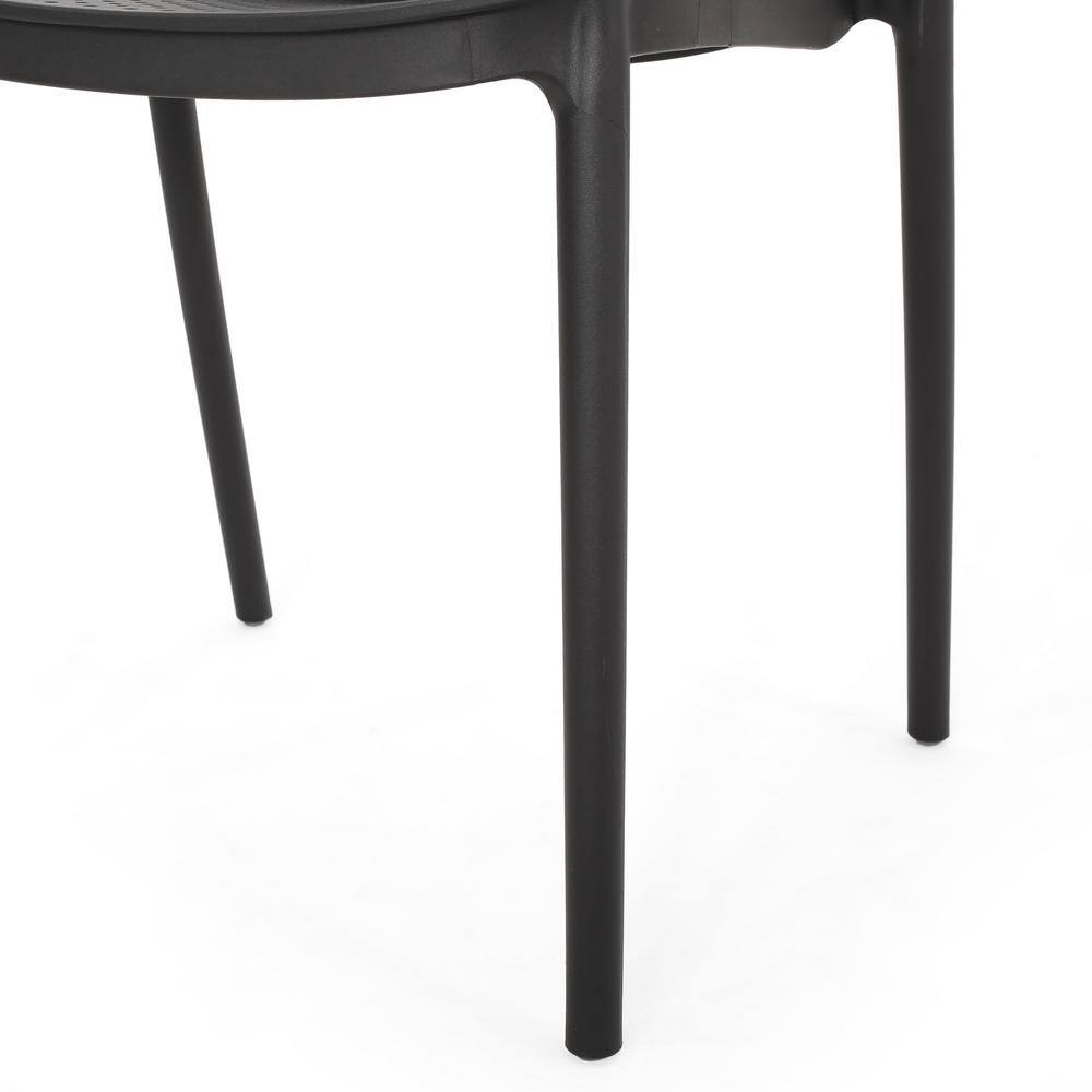 Set of 4 Black Stackable Plastic Modern Outdoor Dining Chairs