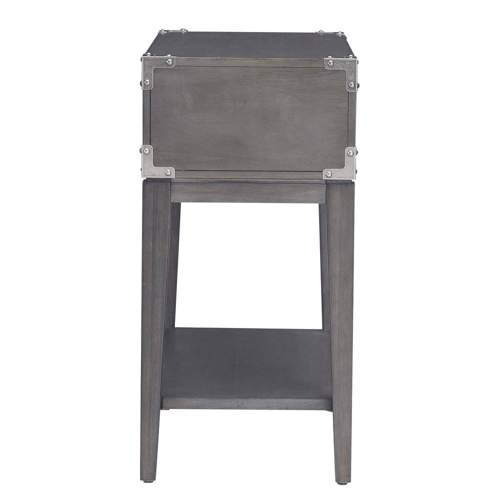 Anthracite and Pewter Rectangular Side Table with Drawer and Shelf