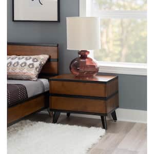 Ames Walnut Brown 2-Drawer 25 in. W Nightstand