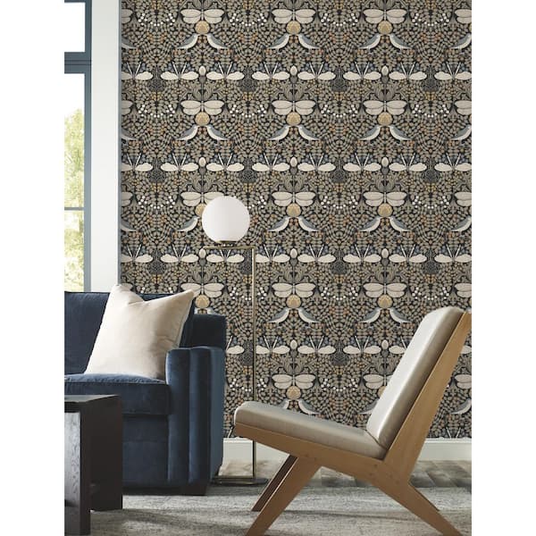 56 sq. ft. Butterfly Garden Unpasted Wallpaper