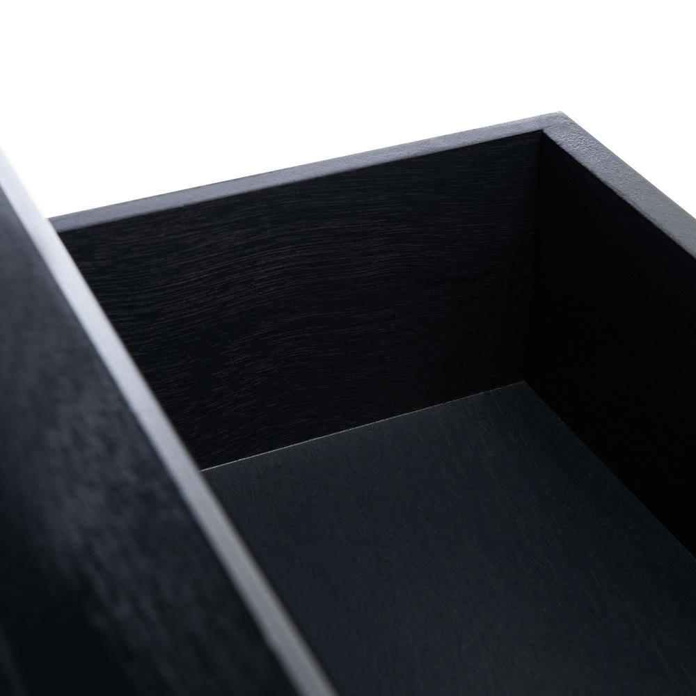 Athena Farmhouse Charm Black Wood Console Table with Storage