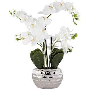 23 in. H White Artificial Orchids Flowers in Pot