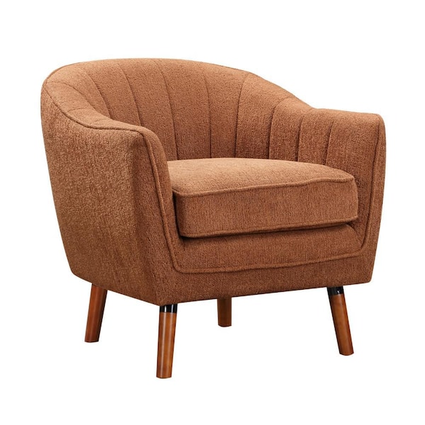 Benjara Orange, Brown and Black Polyester Arm Chair with Loose Cushioned Seat