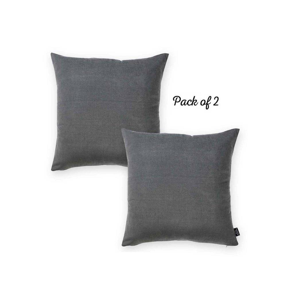 Gray Polyester Square Pillow Cover Set of 2, 22" x 22"