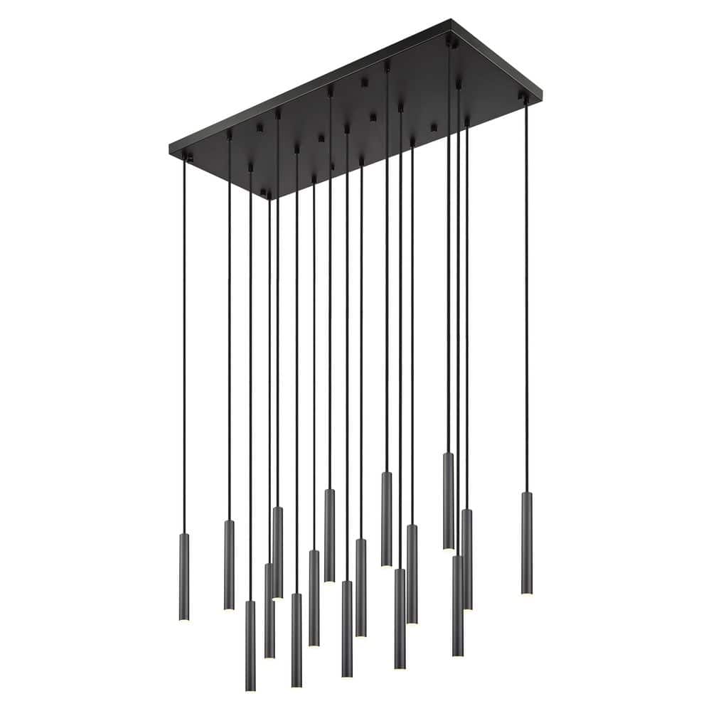 Forest 42 inch Matte Black 17 Light Integrated LED Linear Chandelier