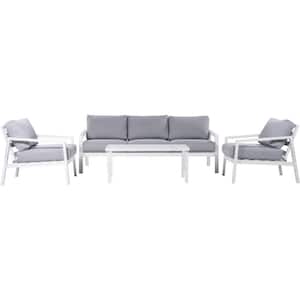 Greyson 4-Piece Aluminum Patio Conversation Set with Side Chairs, Sofa and Table