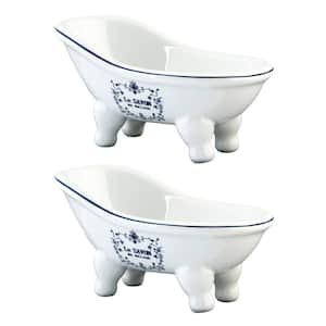 Slipper Bathtub Countertop Soap Dish in White (2-pieces)