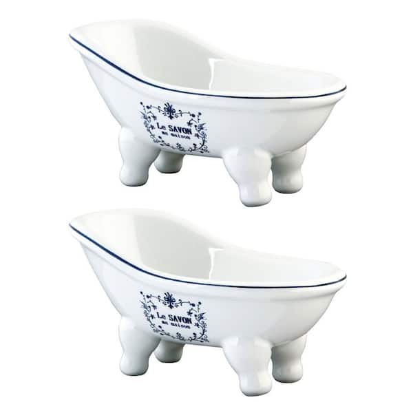 Kingston Brass Slipper Bathtub Countertop Soap Dish in White (2-pieces)