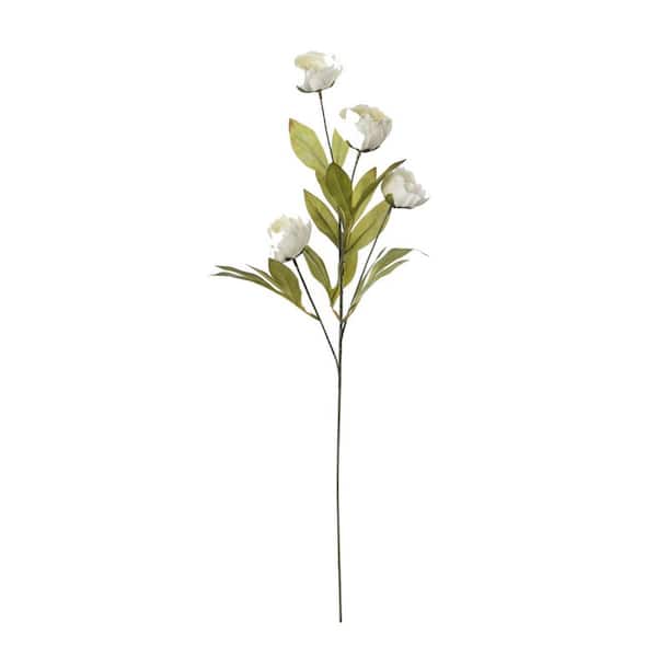 27 in. White Artificial Bulk Fake Peonies Branches with Stems