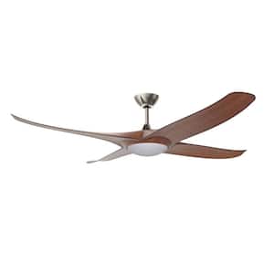 ZEPHYRUS 60 in. Integrated LED Indoor Nickel Ceiling Fan with White Polycarbonate (PC) Plastic Shade