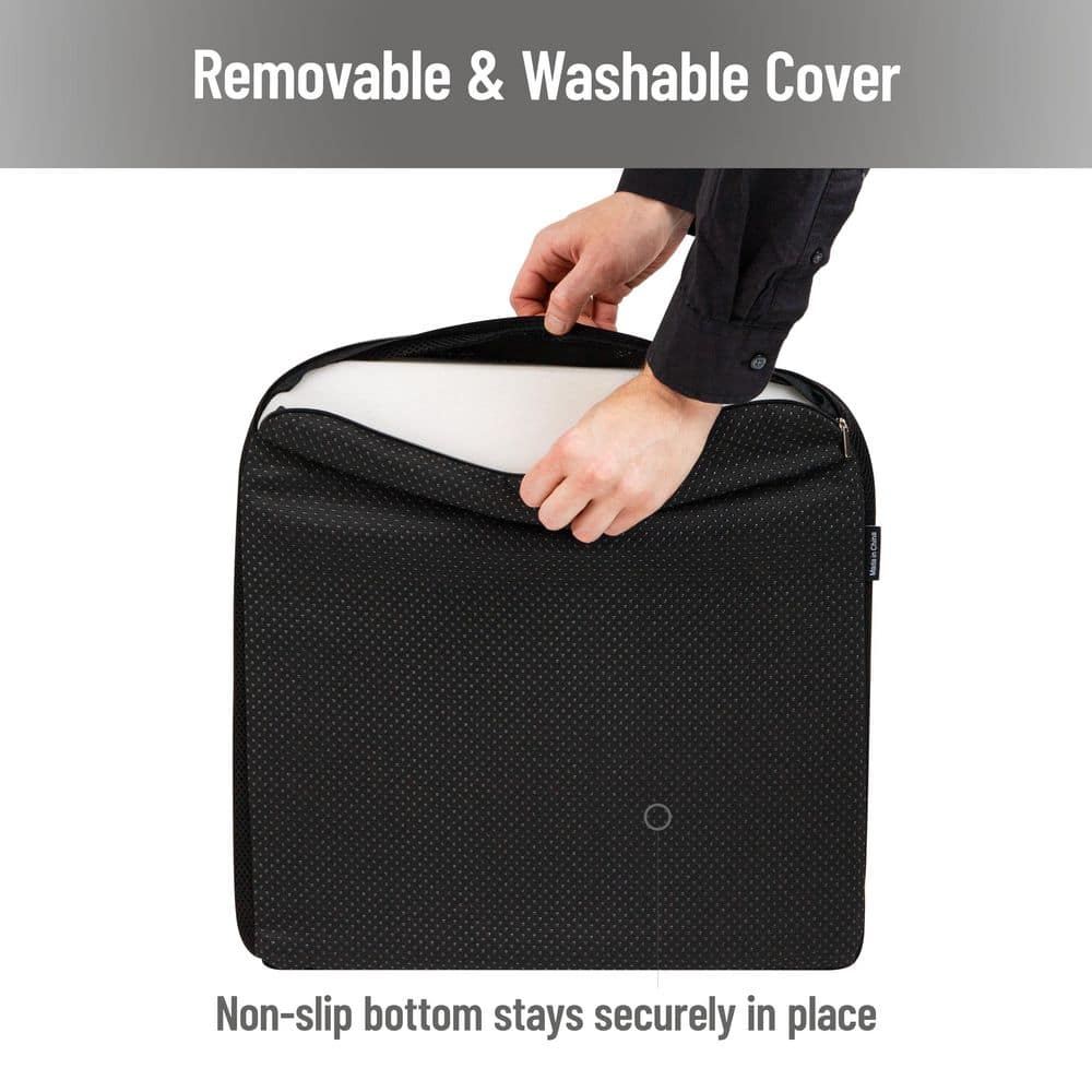 Black Memory Foam Ergonomic Seat Cushion with Mesh Cover