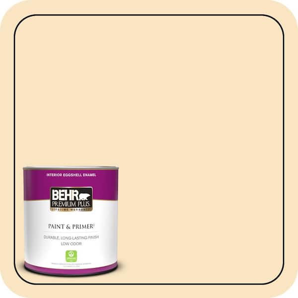 BEHR PREMIUM PLUS 1 qt. #340C-2 Havana Cream Eggshell Enamel Low Odor Interior Paint & Primer