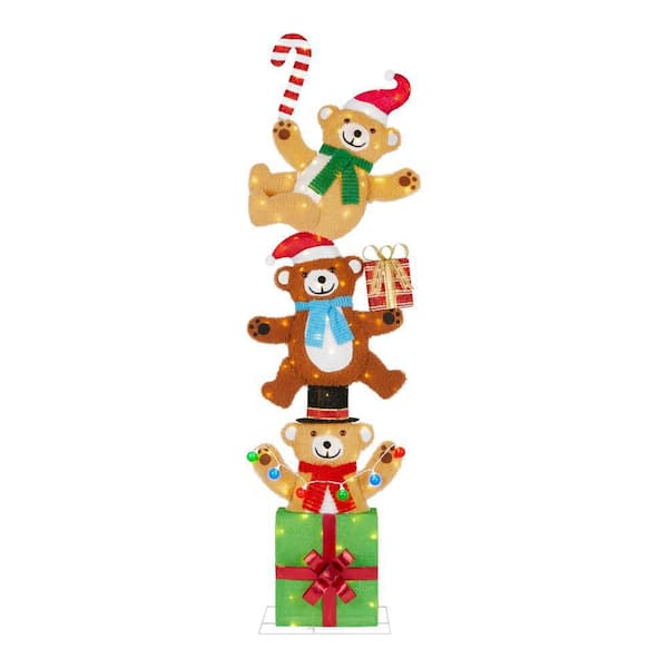 7.5 ft. Yuletide Lane LED Stacked Bears Holiday Yard Decoration Y23