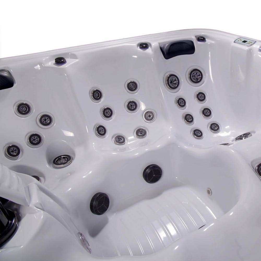 Hollywood 5-Person Ice White and Gray Hot Tub with LED Lights