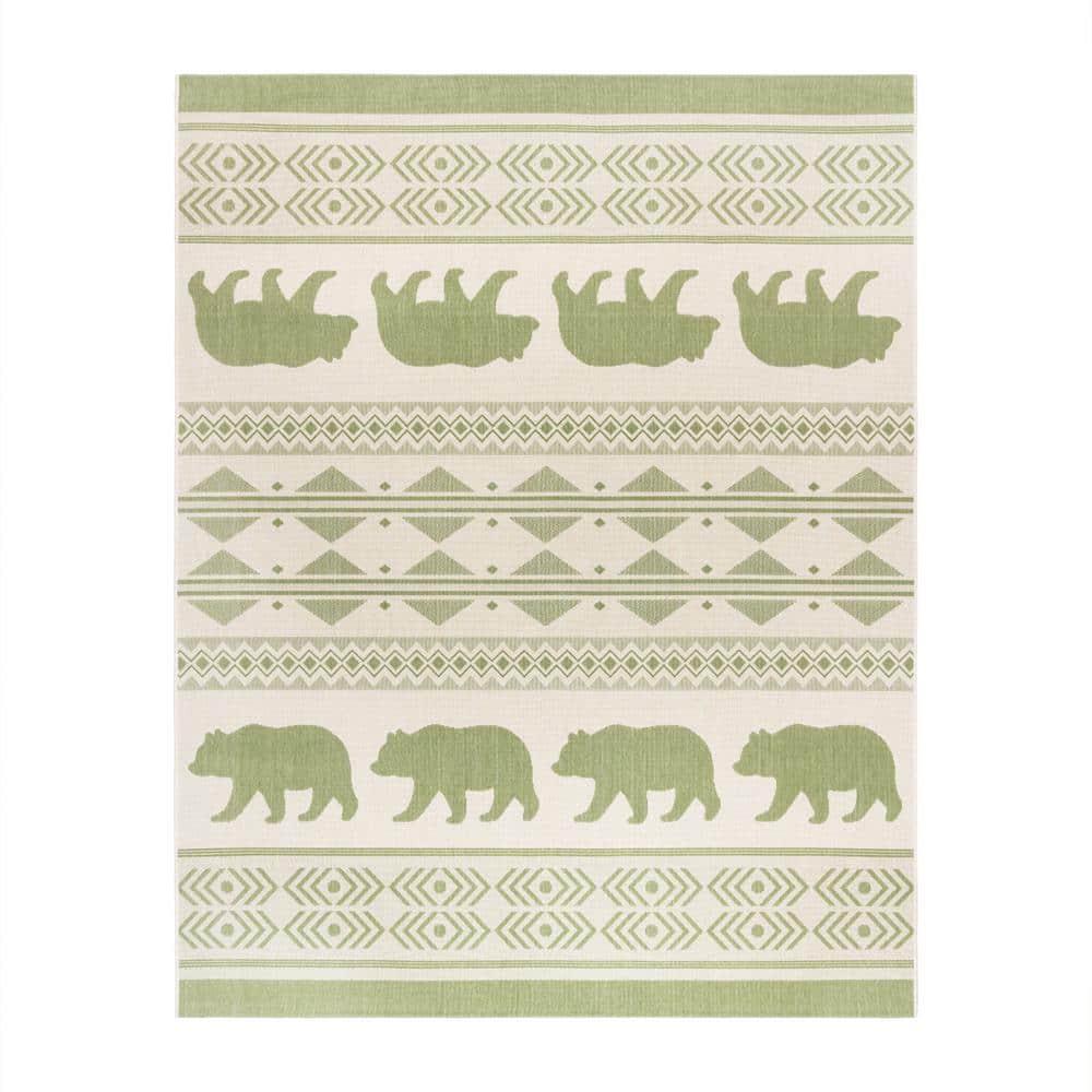 Paseo Orin Sand and Palm 9 ft. x 13 ft. Bear Animal Print Indoor/Outdoor Area Rug price history on PriceWatchPro