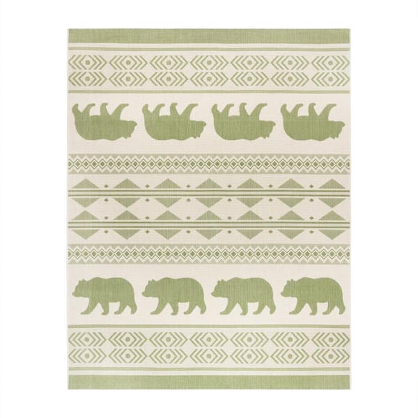 Paseo Orin Sand and Palm 9 ft. x 13 ft. Bear Animal Print Indoor/Outdoor Area Rug
