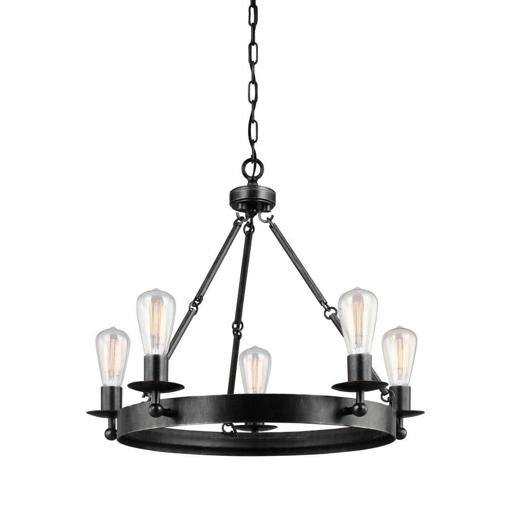Stardust Finish 5-Light Chandelier with Clear Beveled Shade