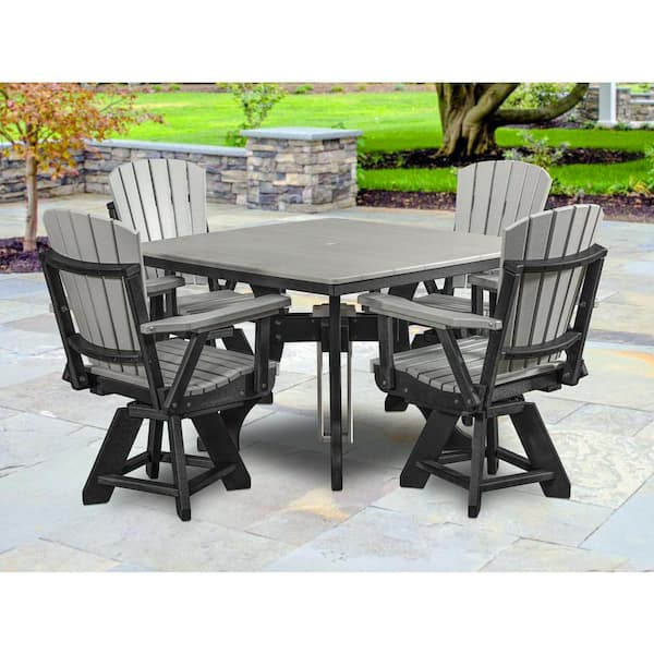 Adirondack Black Frame 5 Piece High Density Plastic Square Dining Height Outdoor Dining Set