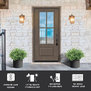 Regency 36 in. x 80 in. Universal Handing 3/4L 4SDL Oasis Decorative Glass Ashwood Stain Fiberglass Front Door Slab