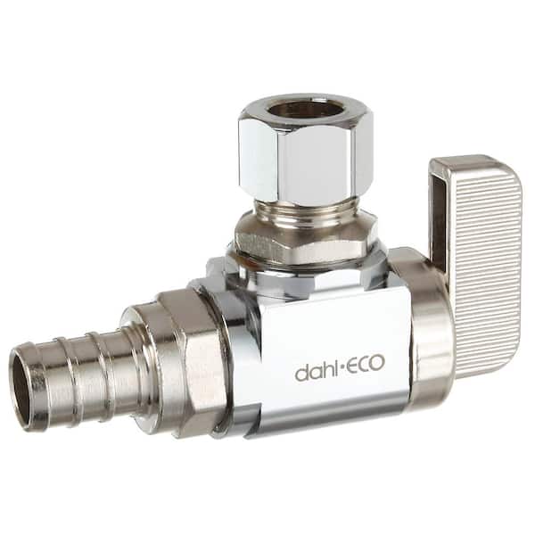 DAHL 1/2 in. Crimp PEX Inlet x 3/8 in. Compression Outlet 1/4-Turn Angle Stop