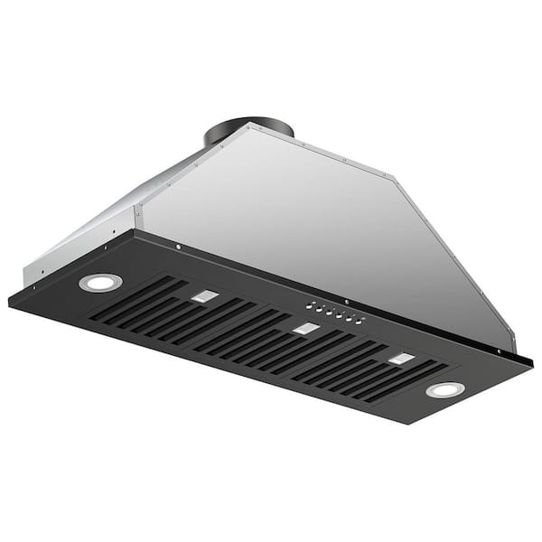 36 in. 900 CFM Convertible Insert Range Hood with Low Noise, Long-term Warranty, 4-Speed Control, Lights in Black Steel