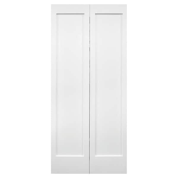 Builders Choice 24 in. X 80 in. 1 Panel Shaker Solid Core Primed Wood Bifold Door