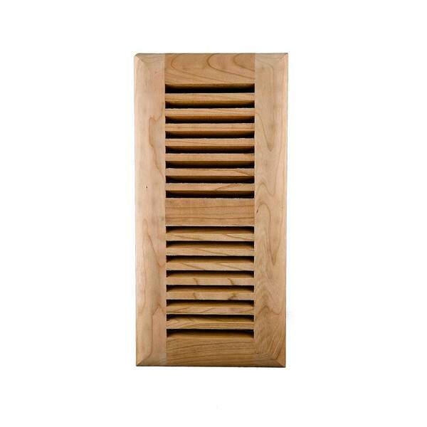 Image Wood Vents 4 x 12 Red Birch Ready to Finish Self Rimming Air Register with Metal Damper-DISCONTINUED