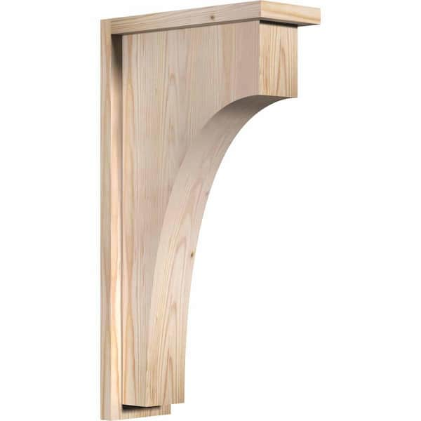 Ekena Millwork 5-1/2 in. x 14 in. x 26 in. Douglas Fir Huntington Smooth Corbel with Backplate