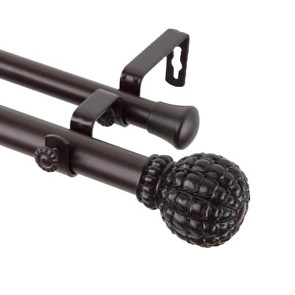 Rod Desyne Pod 160 in. - 240 in. Adjustable 1 in. Dia Double Curtain Rod in Mahogany