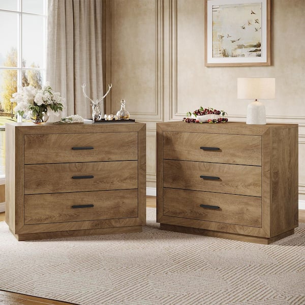 dresser and night table set Furniture of America Beau Midcentury 3-Piece Walnut 2 Nightstand Bedroom The rich wood grain detailing adds texture and depth Furniture of America Devi Traditional