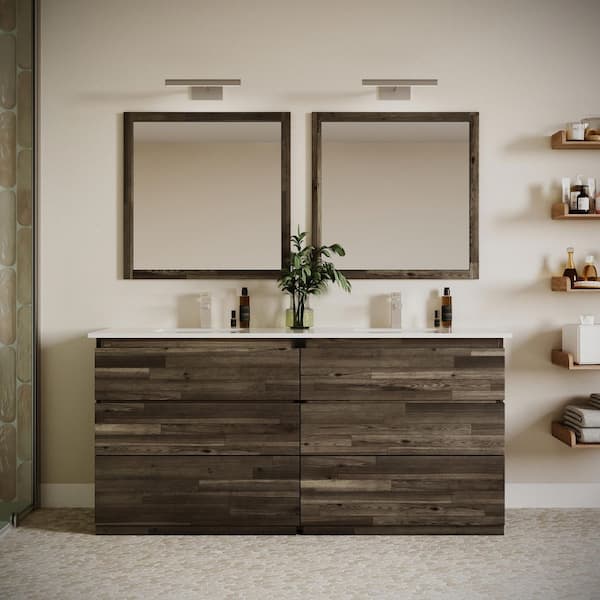 Formosa 70 in. Freestanding Double Bath Vanity Cabinet without Top in Acacia